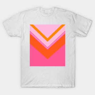 Pink and Orange, Geometric, Chevron, Pattern T-Shirt